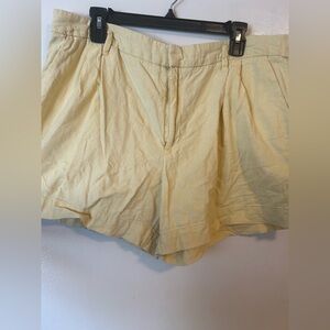 Pastel Yellow Gorpcore Linen Shorts High Waist Shorts Dainty Sz 16 XL